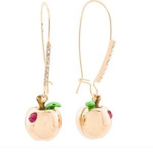 Betsey Johnson Golden Apple Earrings